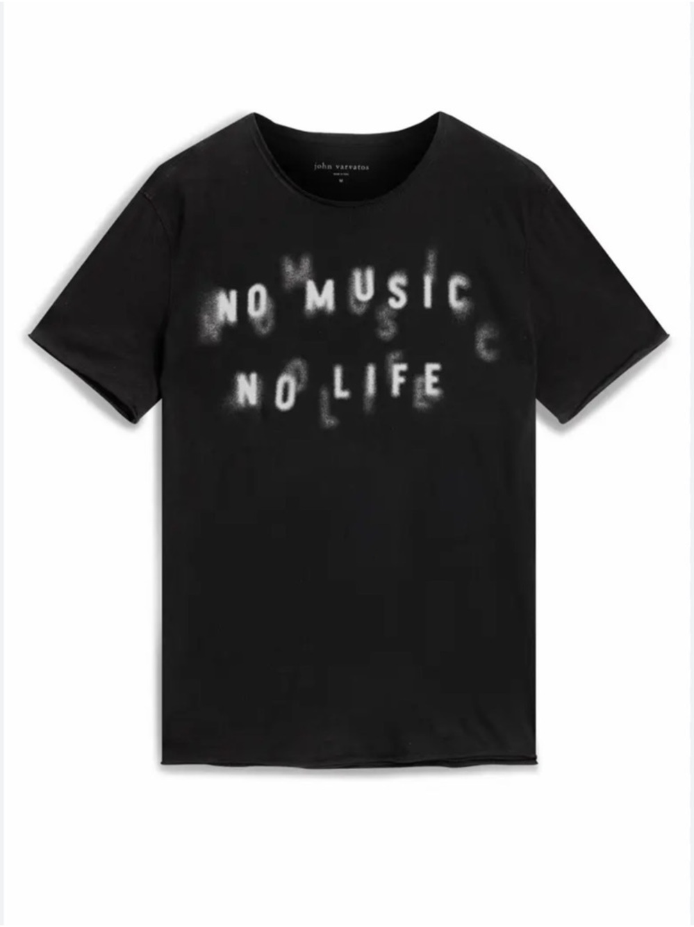 John Varvatos Black Short-Sleeve 'No Music No Life' Graphic Tee